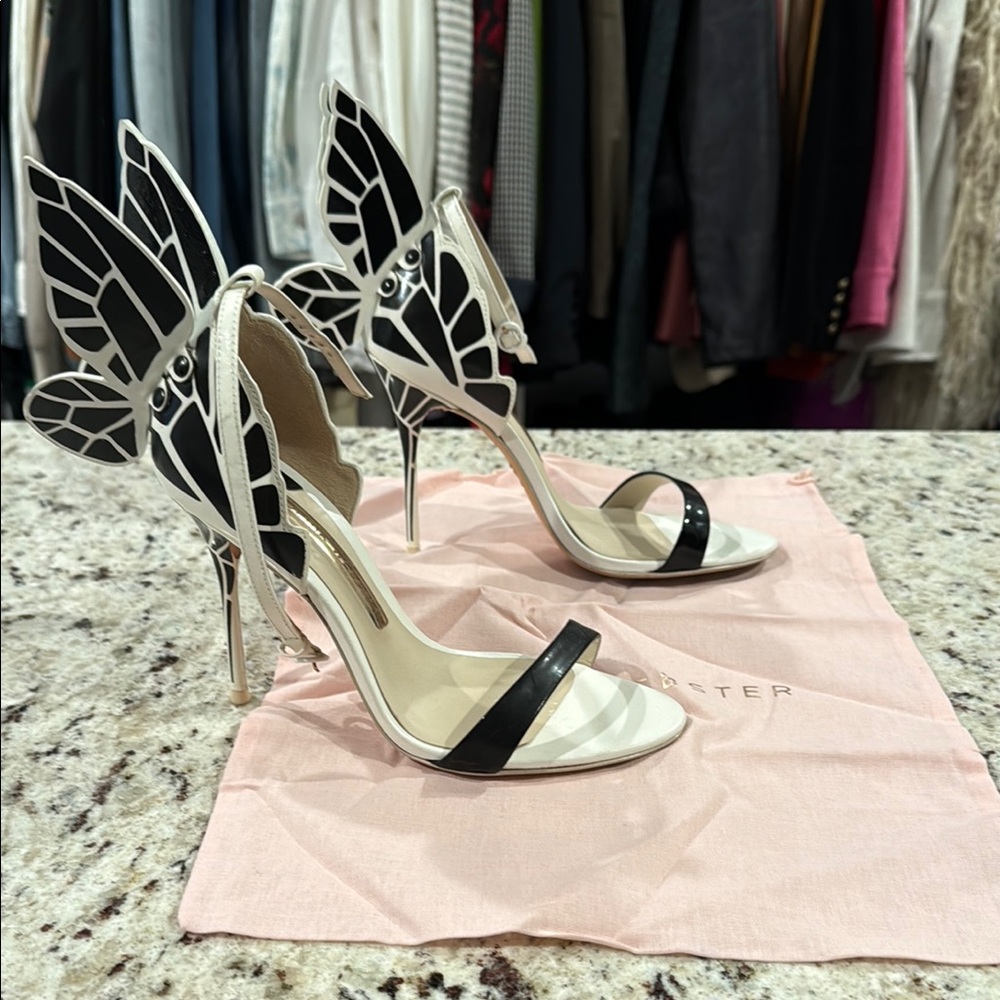Sophia Webster Chiarra Black and White Stiletto Heels 6 1/2